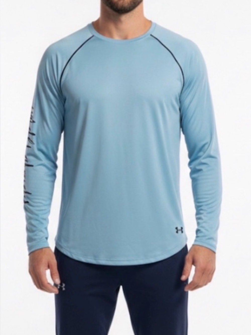 Under Armour Mens Heat Gear Light Blue Long Sleeve Loose Fit Shirt Size XL